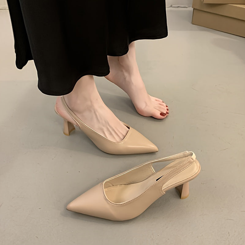 Women's Solid Color Stiletto High Heels with Pointed Toe and Rubber Sole