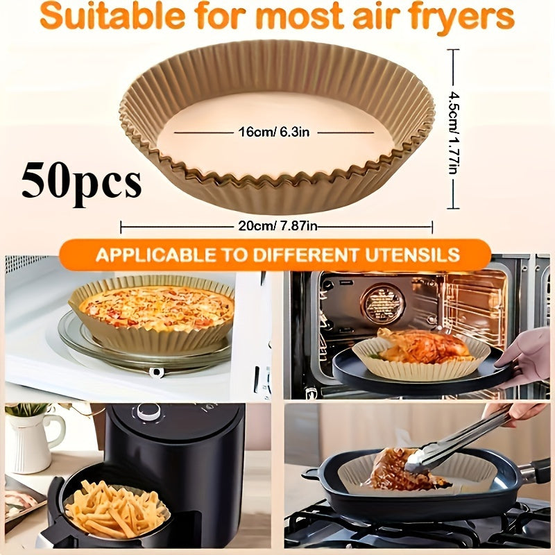 Round Silicone-Coated Non-Stick Air Fryer Liners for Baking and Cooking