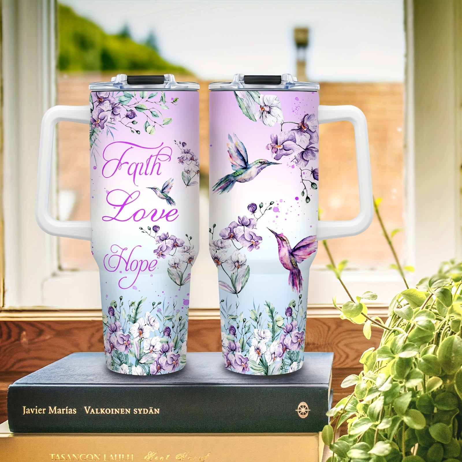 Foloda 1 dona Hummingbird Katta Hajmli Tumbler: Qo'ltiq va qopqoq bilan vakuum izolyatsiyalangan sayohat qahva stakani, bayramlar va maxsus tadbirlar uchun ideal - zanglamas po'latdan tayyorlangan, faqat qo'lda yuvish.