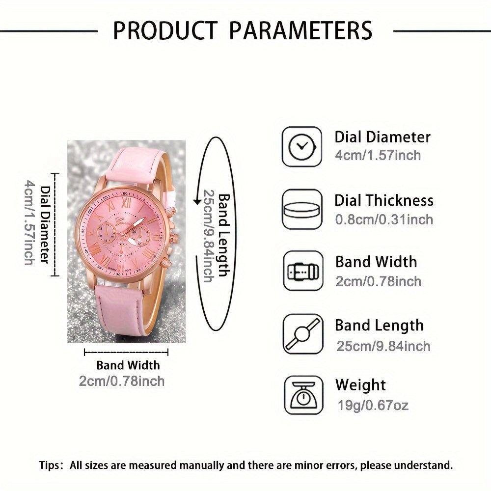 Zinc alloy korpuslari va charm taqsimlari bilan 5 ta ayollar uchun kundalik quarts soatlar to'plami