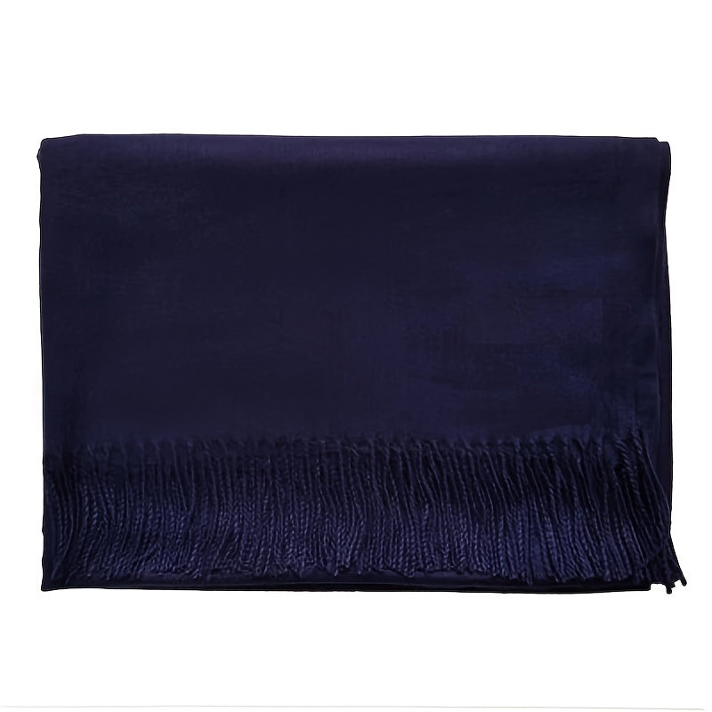 Шарф из имитации кашемира однотонный для женщин с кисточками, теплый для осени и зимы