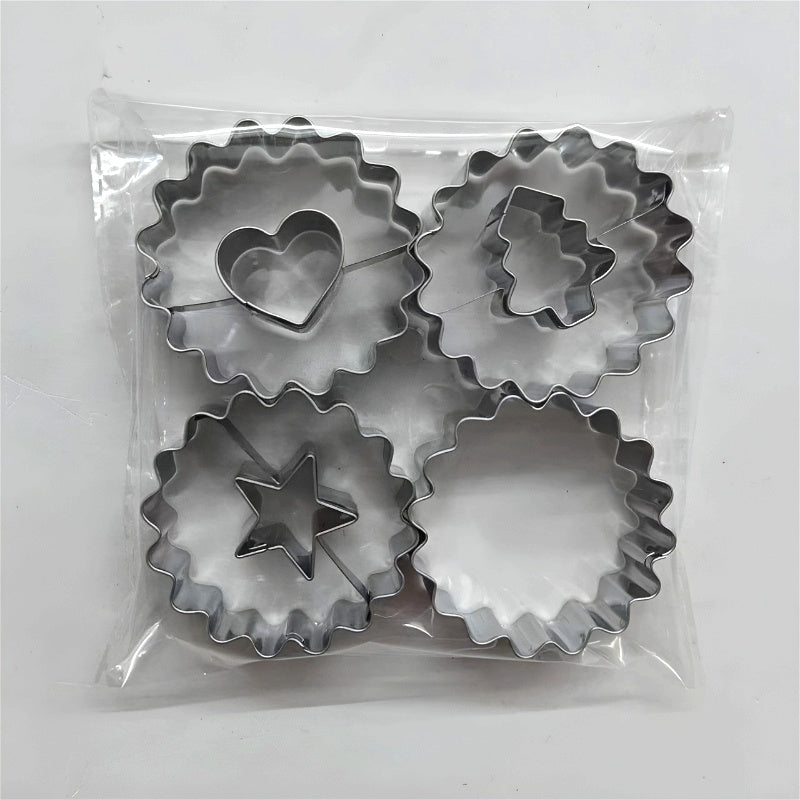Set of 4 Stainless Steel Cookie Cutters for Holidays Heart Star Christmas Tree Pastry Baking