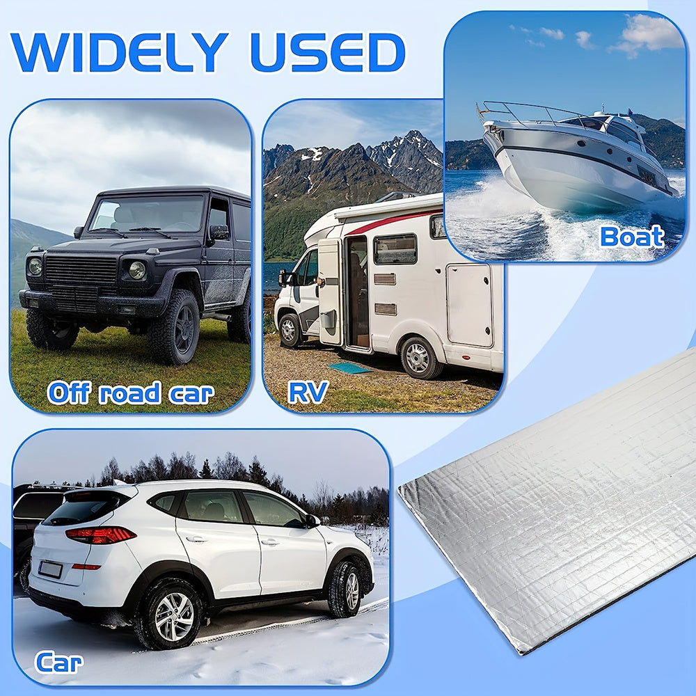 20 piezas de almohadillas de aislamiento térmico de aluminio para capó de coche, reducción de ruido, negro, insonorización automotriz