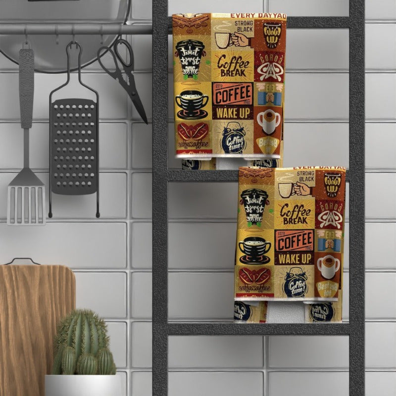 Vintage Coffee Kitchen Towels Set, 45.72x66.04cm, Retro Decor Gift