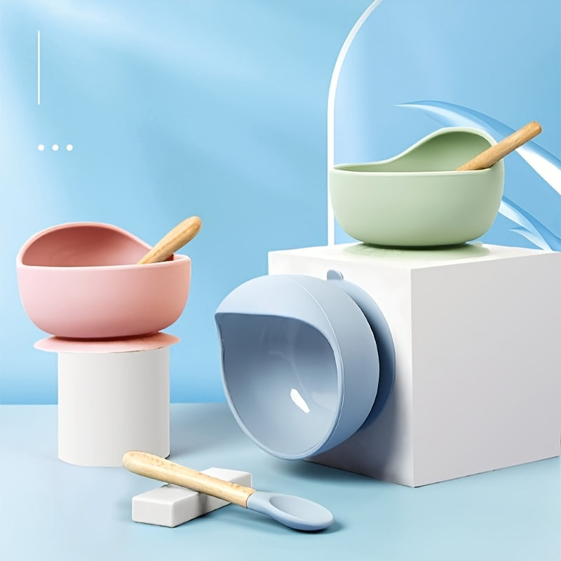 Silicone Baby Feeding Set with Suction Plate Spoon for Toddlers BPA Free