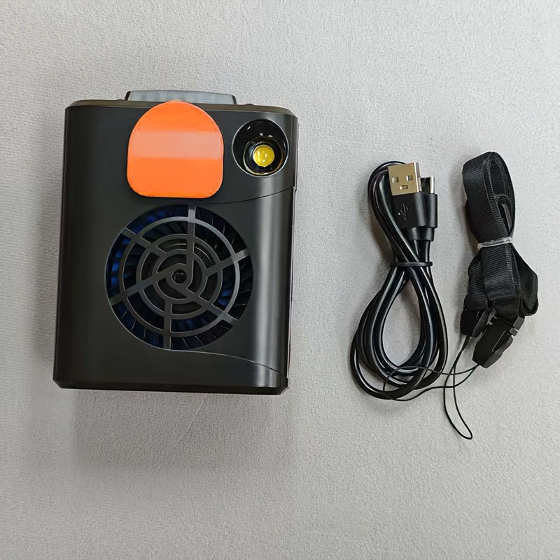 Orange Portable Wearable Neck Fan with Clip-On Design, Long Battery Life, Adjustable Speed