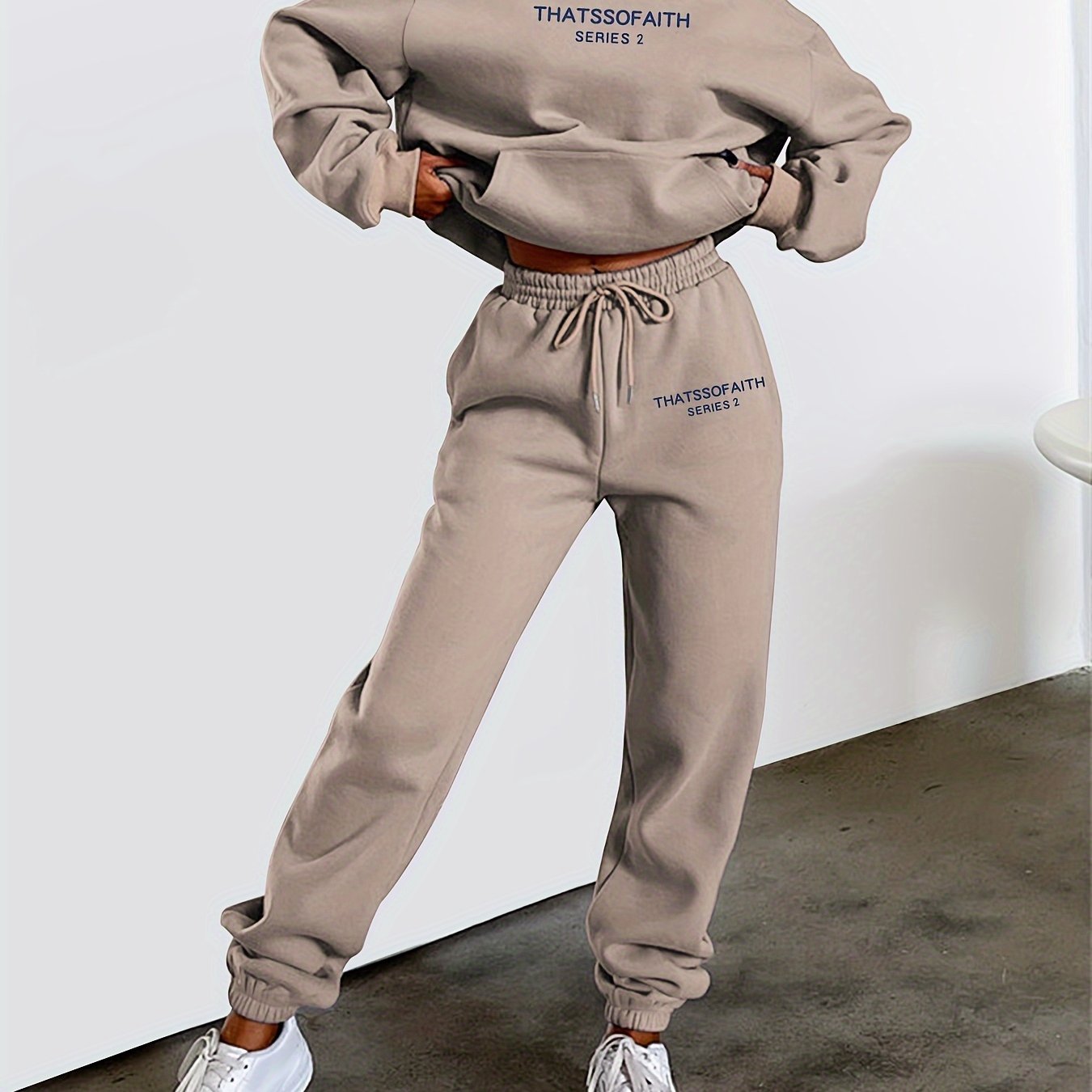 Harflar Printi Tasodifiy Ikki Qismli To'plam - Ayollar Kiyimlari