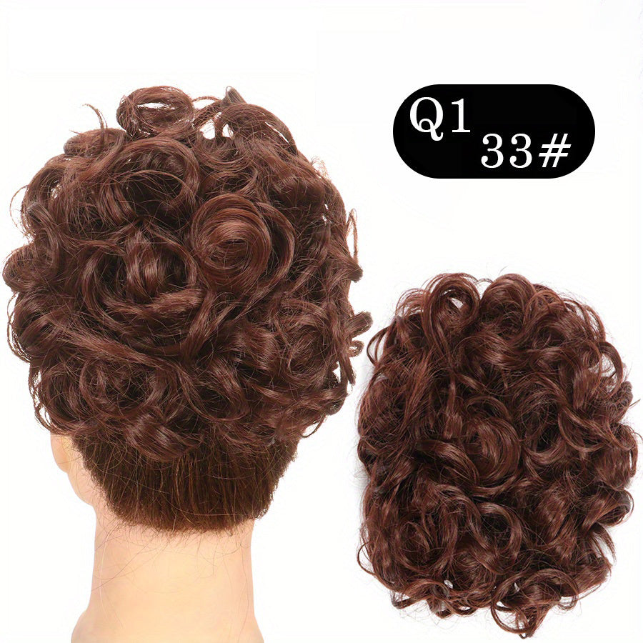 Women's Blonde Synthetic Messy Bun Hair Piece with Flowy Wavy Style