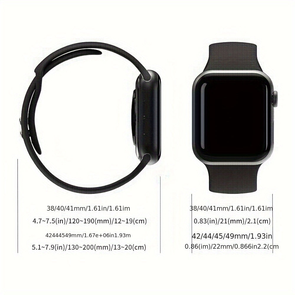 Set of 3 Silicone Sport Watch Bands for Apple Watch Series SE/1-9 Ultra/Ultra 2 Water-Resistant Clasp