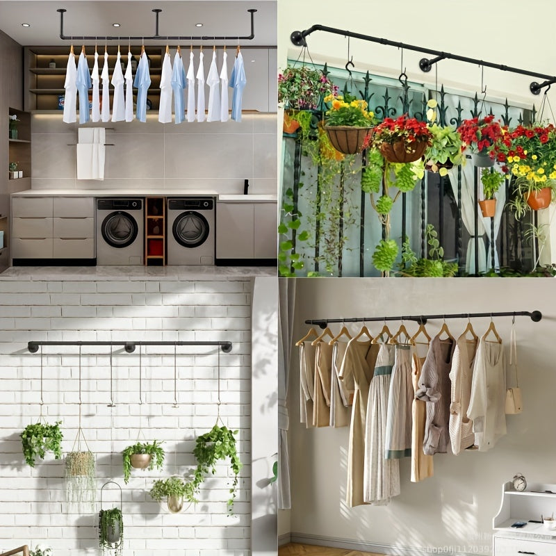 Industrial Metal Hanging Plant Rod for Indoor Outdoor Use with Multiple Components