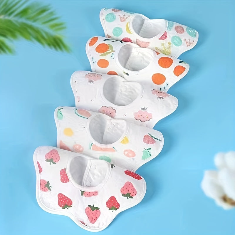Baby Bibs Set of 5 for Newborns and Toddlers Waterproof Saliva-Resistant Cotton Petal Style