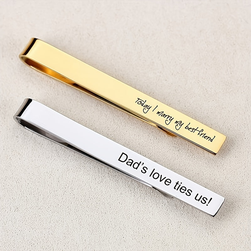Men's Stainless Steel Tie Clip Engraved Wedding Valentine's Day Gift