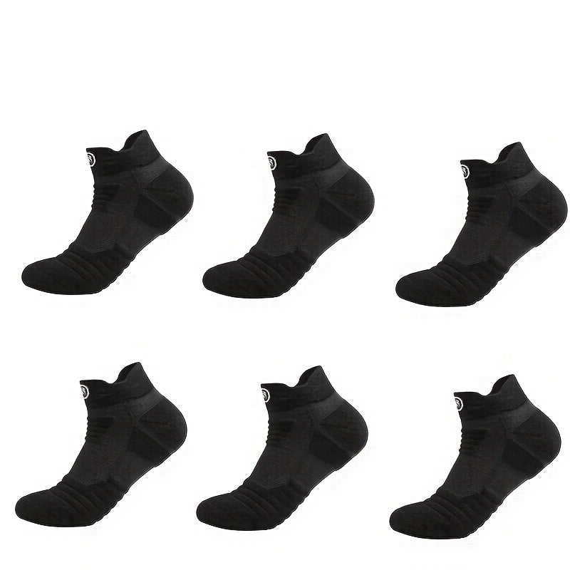 Men's Athletic Compression Socks 5 Pairs Breathable Sweat-Wicking Polyester Gray Black White