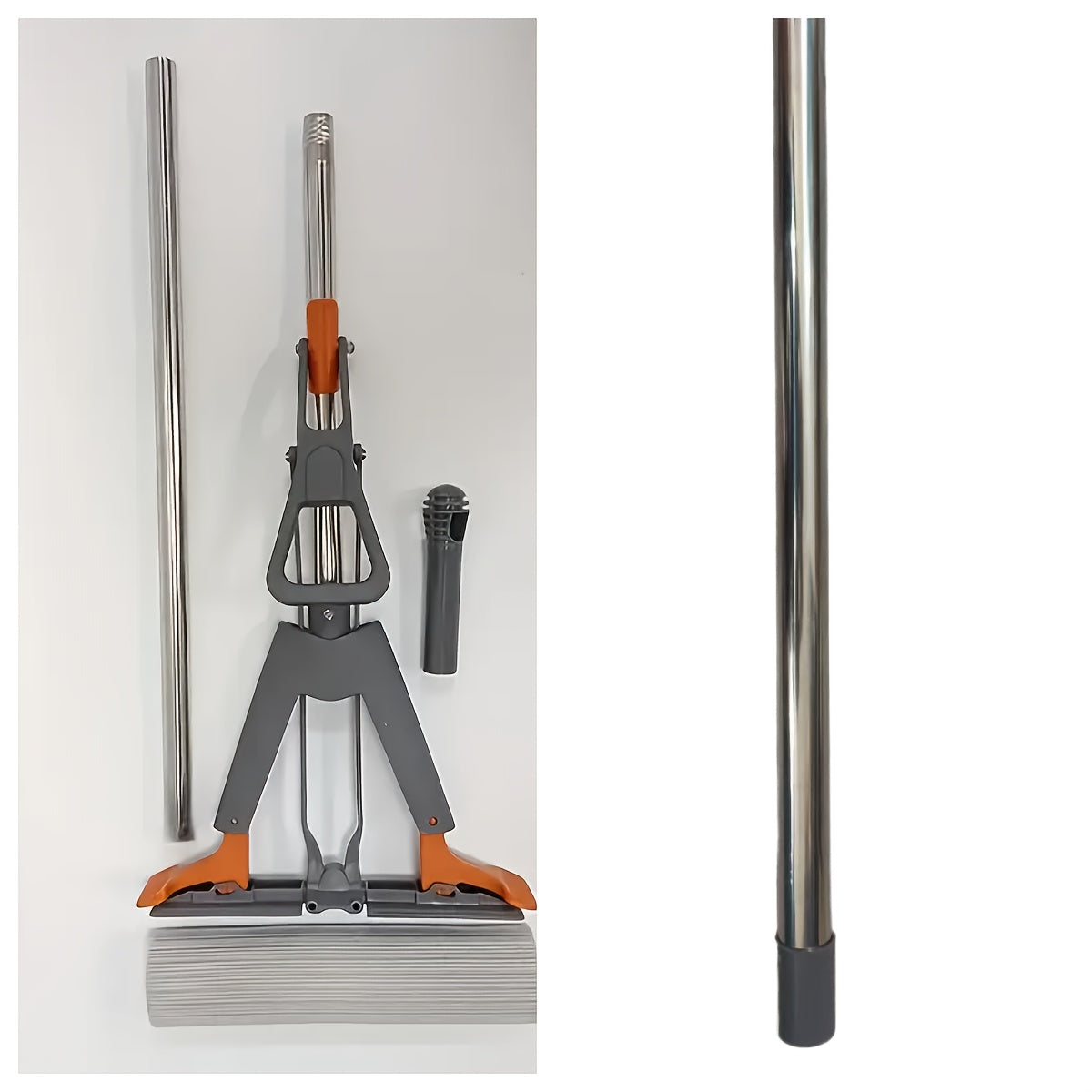 Oson siqish rulonli mop, zanglamaydigan po'lat ramka, yuvinish uchun absorbent gubka