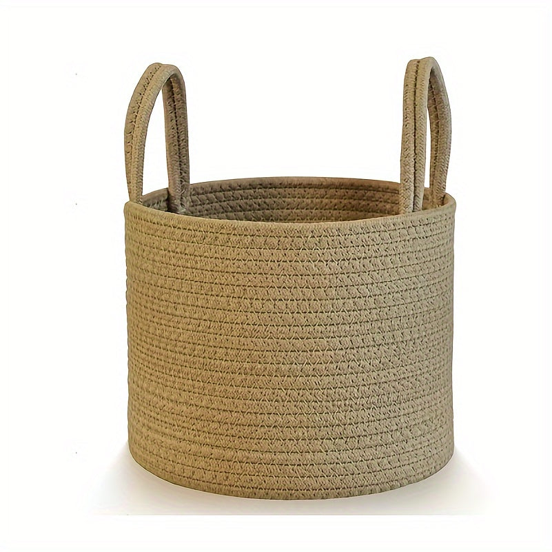 Large Capacity Rustic Cotton Rope Woven Laundry Basket with Handles