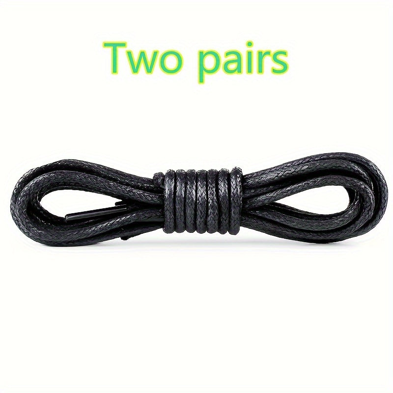 Men Women Black Round Waxed Leather Shoelaces for Formal Shoes