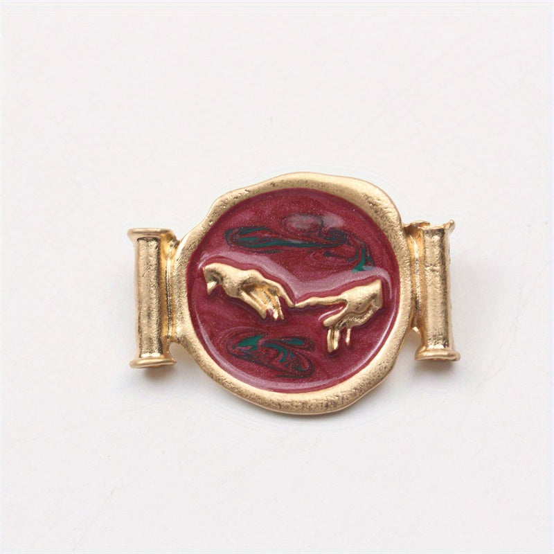 Ayollar uchun vintage emal brosh, noaniq shakl, qoʻl bilan chizilgan, nafis zargarlik sovgʻasi