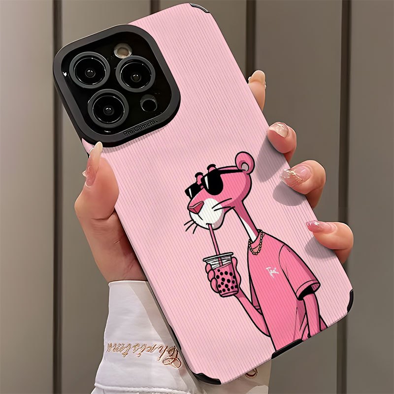 Pink Panther Patterned TPU Phone Case for iPhone Shockproof Dirt-Resistant