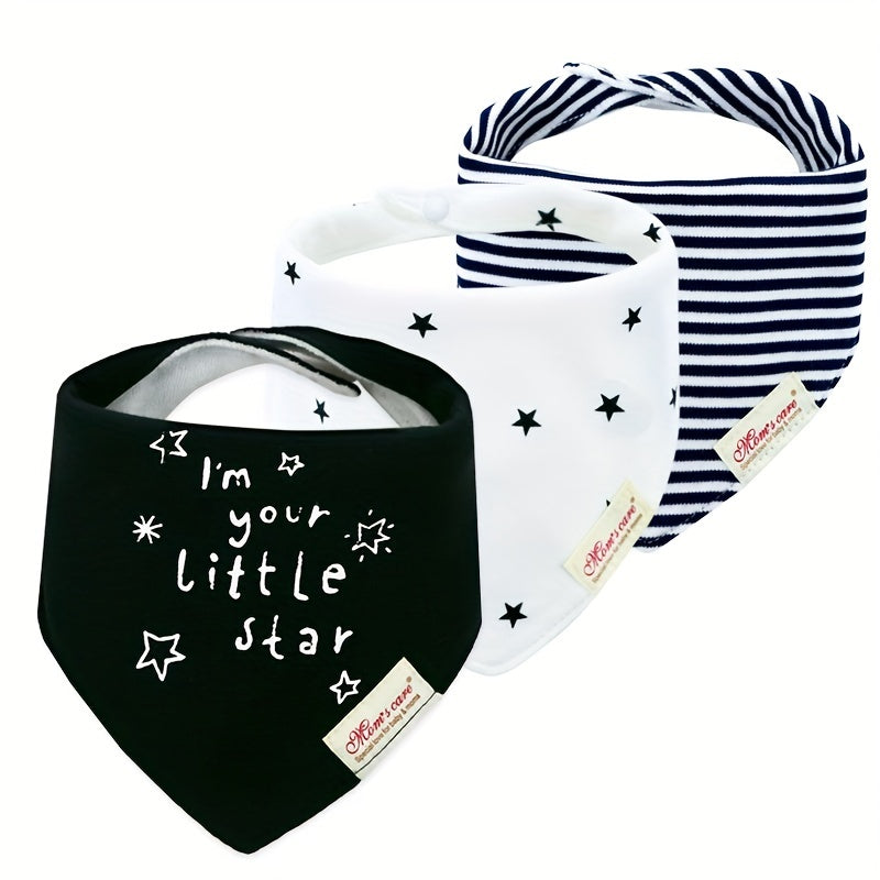 Baby Bibs and Saliva Towels Set for Toddlers with Adjustable Neck Bib and Cartoon Embroidery
