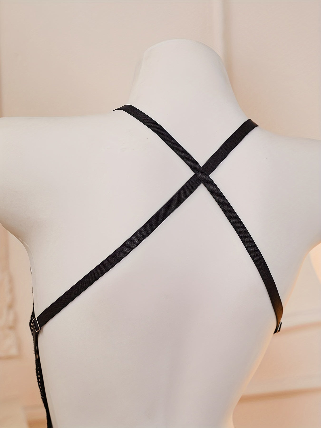 Women’s Lace Bodysuit Deep V Halter Backless Hollow Details Polyamide Elastane Solid