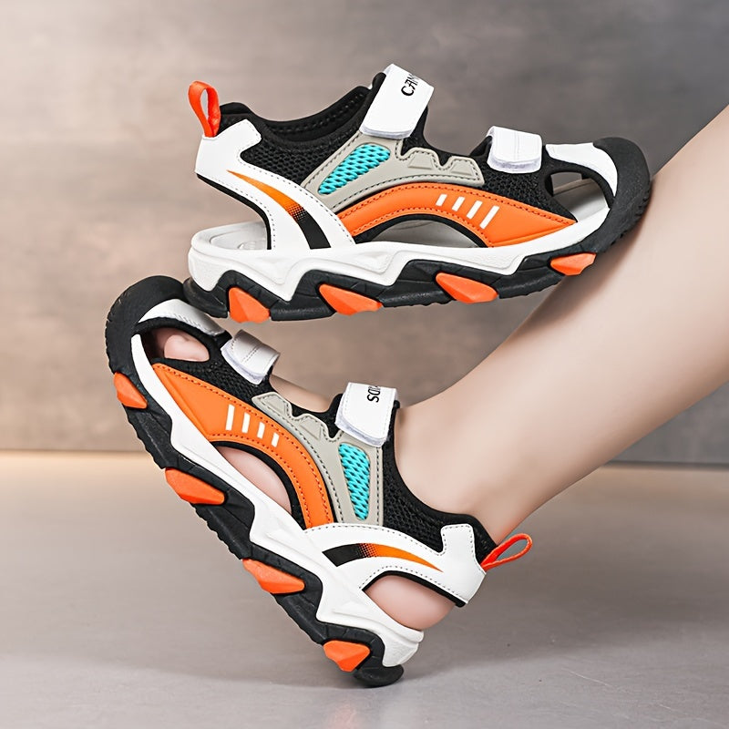 O'g'il bolalar uchun nafas oladigan yopiq barmoqli sandallar, engil, sirpanmaydigan, ochiq havoda yozgi poyabzal