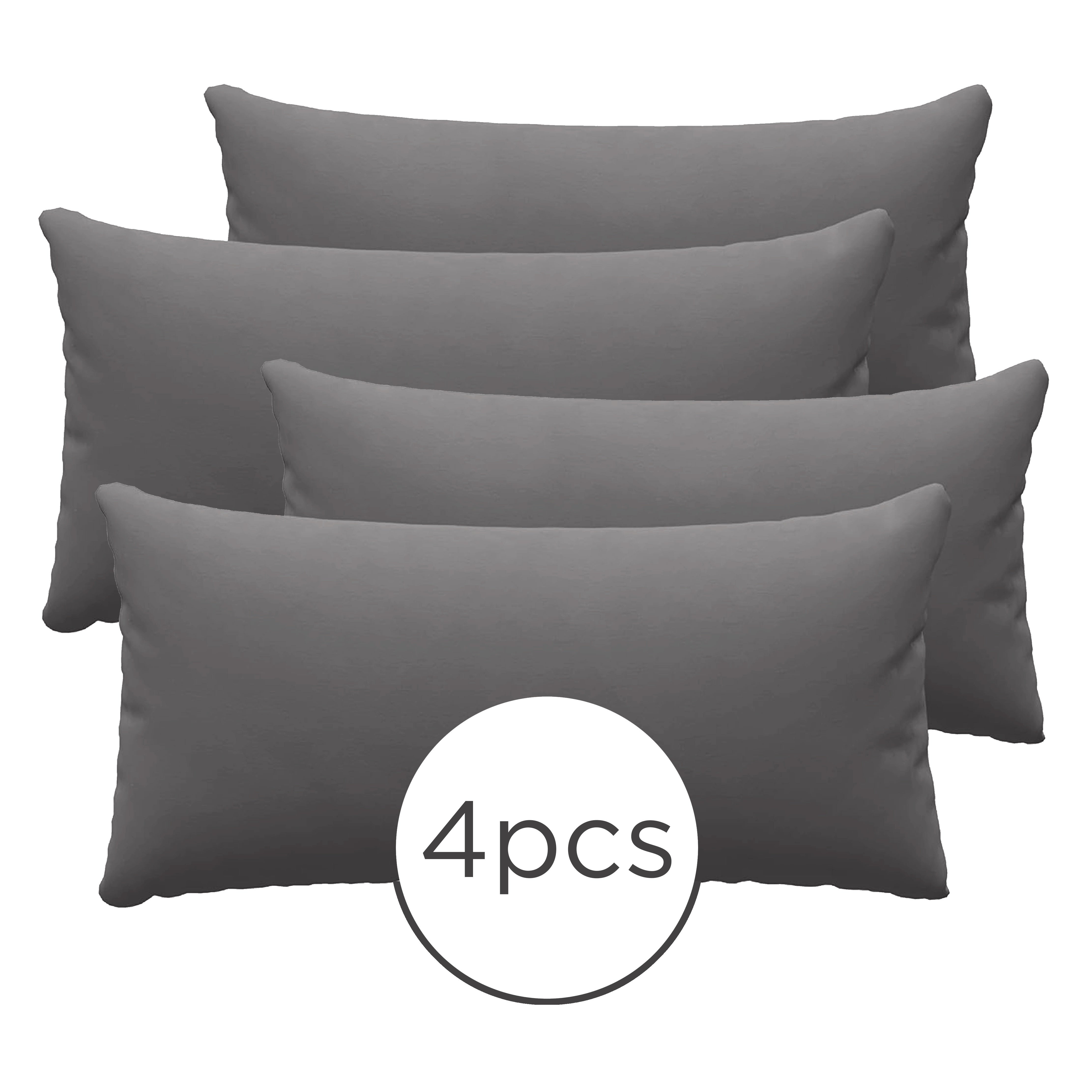 Set of 4 Microfiber Pillowcases Solid Color for Bedroom and Living Room