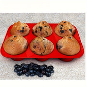 Silicone Muffin Pan 6 Cavity Non-Stick Cupcake Mold for Baking Pudding Kitchen Gadgets
