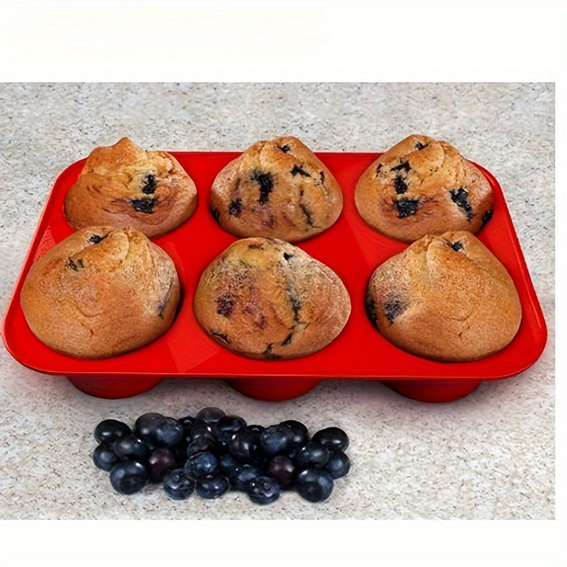 Silicone Muffin Pan 6 Cavity Non-Stick Cupcake Mold for Baking Pudding Kitchen Gadgets
