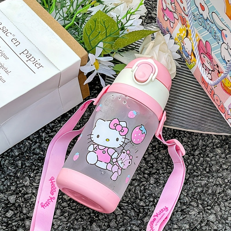 Girls Plastic Water Bottle 520ml Double-Lid Leak-Proof Heat-Resistant Purple