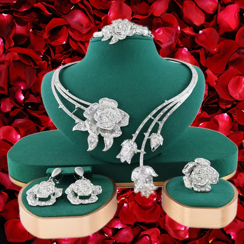 Women's Jewelry Set 5-Piece Rose Gold Valentine's Day Gift for Holiday and Party