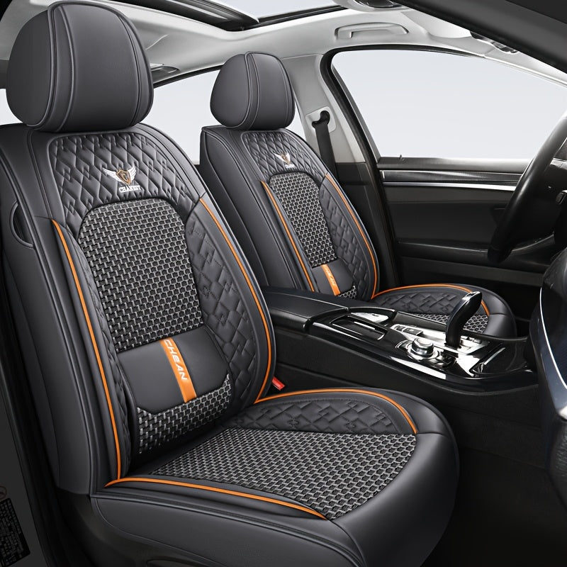 Universal Fit Faux Leather Car Seat Covers Full Set for 5 Seats All-Season Sponge Filled