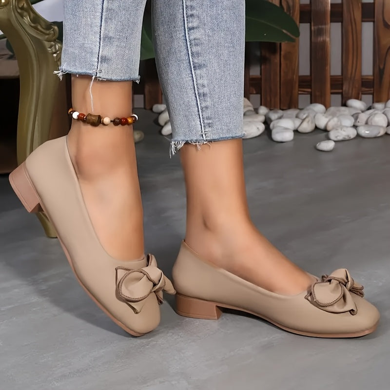 Women's French-Inspired Mary Jane Ballet Flats with Bow, Soft Sole