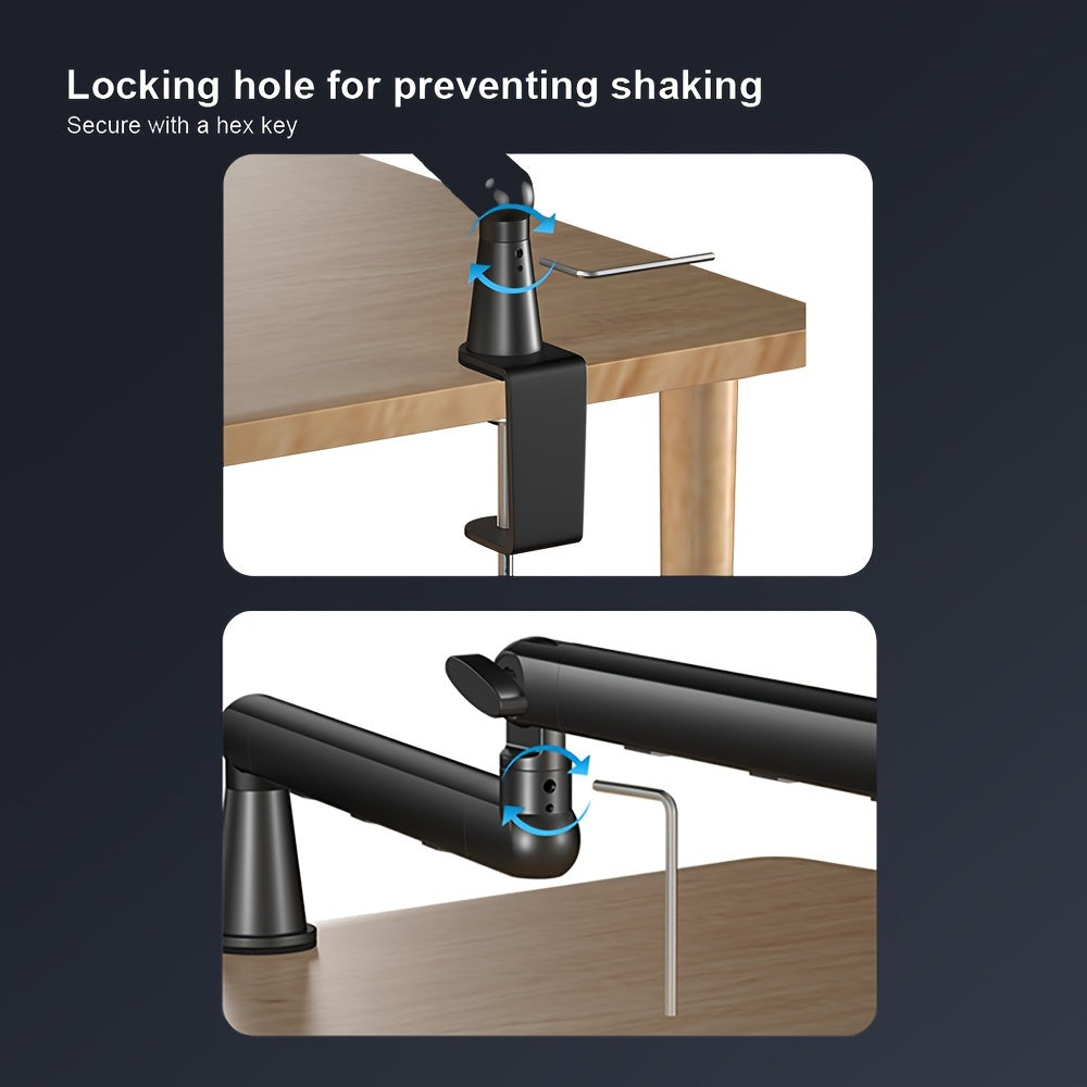 Aluminum Microphone Boom Arm Stand with Desk Clamp Cable Management XLR Compatible for Podcast Streaming Gaming