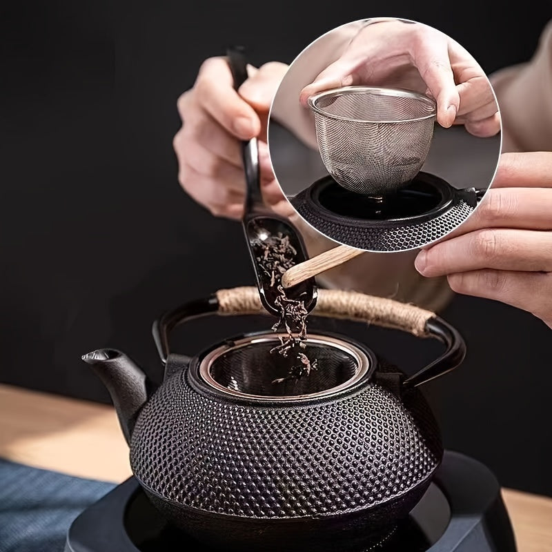 Качественный чугунный чайник объемом 30 унций с нержавеющим стальным фильтром - идеален для заваривания рассыпного и цветущего чая, отличный подарок для любителей чая, долговечный и термостойкий, дополнительное покрытие не требуется.