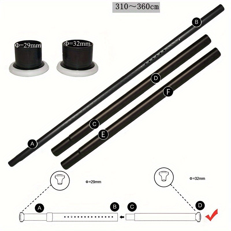 Heavy Duty Adjustable Metal Tension Curtain Rod for Shower Room Divider Window