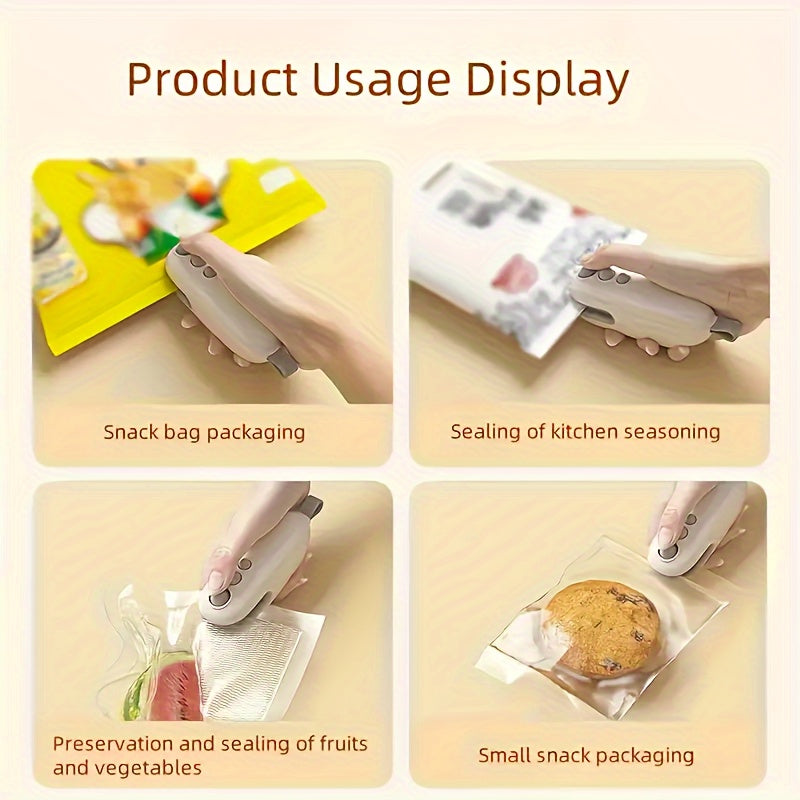 Kichik oziq-ovqat yopishtiruvchi va kesgich, portativ USB bilan quvvatlanadigan vakuum yopishtiruvchi, yangi saqlash uchun