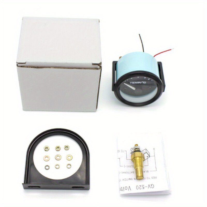 Car Water Temperature Gauge 52mm Black Shell 12V Auto Meter with Sensor