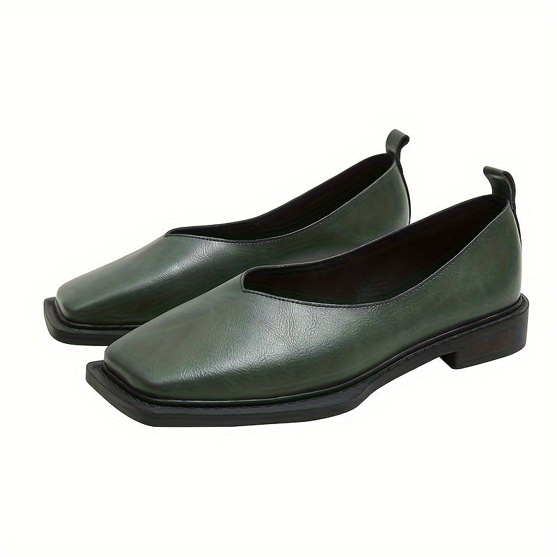 Women's Slip-On Flat Shoes Square Toe Solid Color Casual Summer
