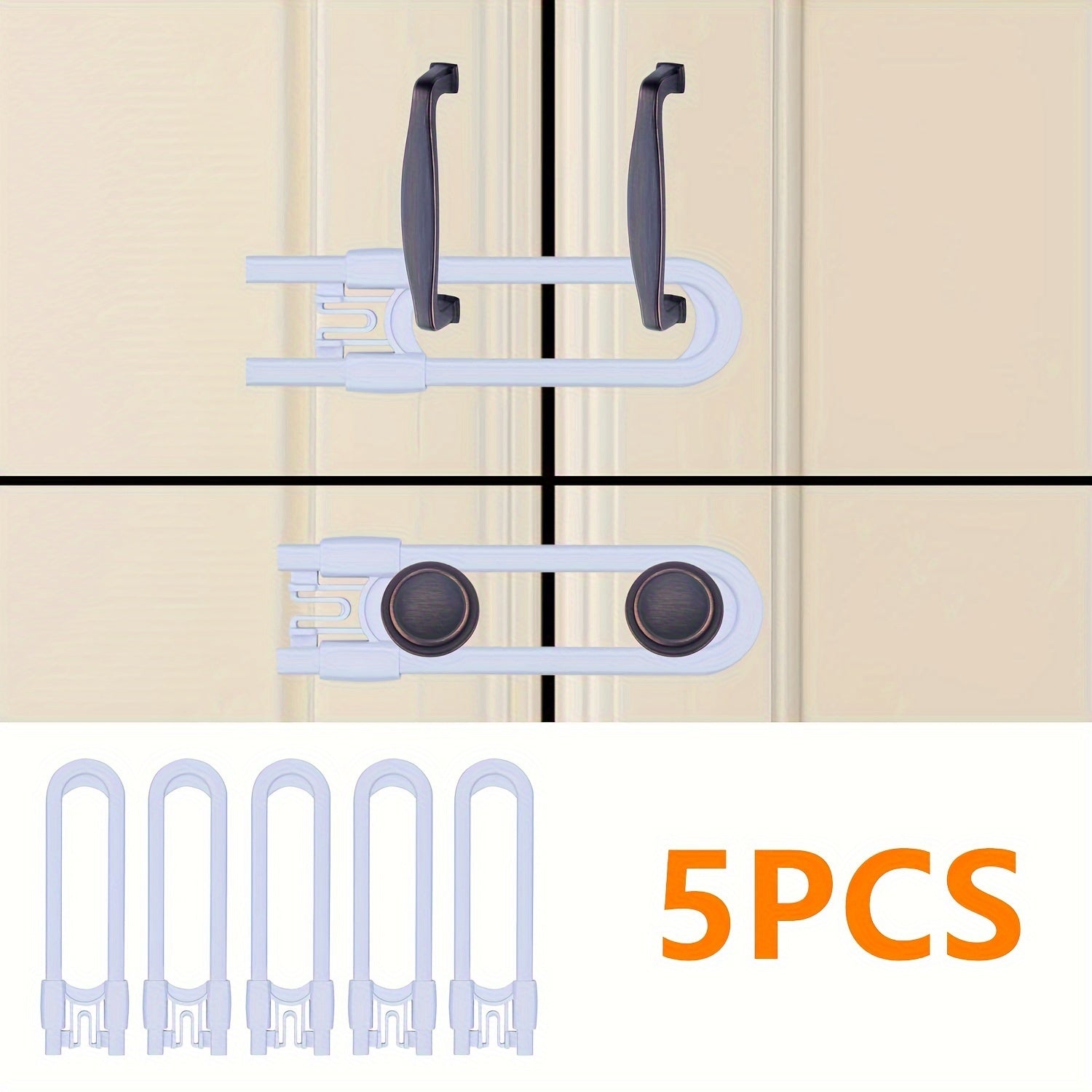 Set of 4 Adjustable Child Safety Locks for Cabinets and Drawers U-Shaped Proofing