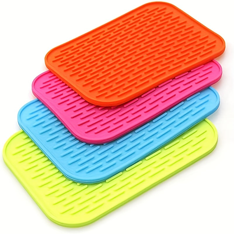 Tapete de silicona para cocina resistente al calor, antideslizante y secador para platos, colores vibrantes, 21.6cm x 16cm