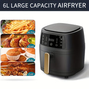 6L нержавеющая сталь воздушная фритюрница с 6 предустановленными режимами приготовления, безопасна для посудомоечной машины, 220-240В