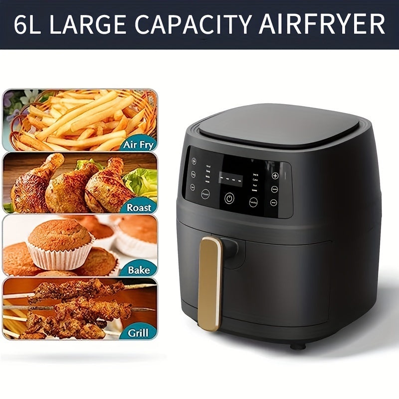6L нержавеющая сталь воздушная фритюрница с 6 предустановленными режимами приготовления, безопасна для посудомоечной машины, 220-240В