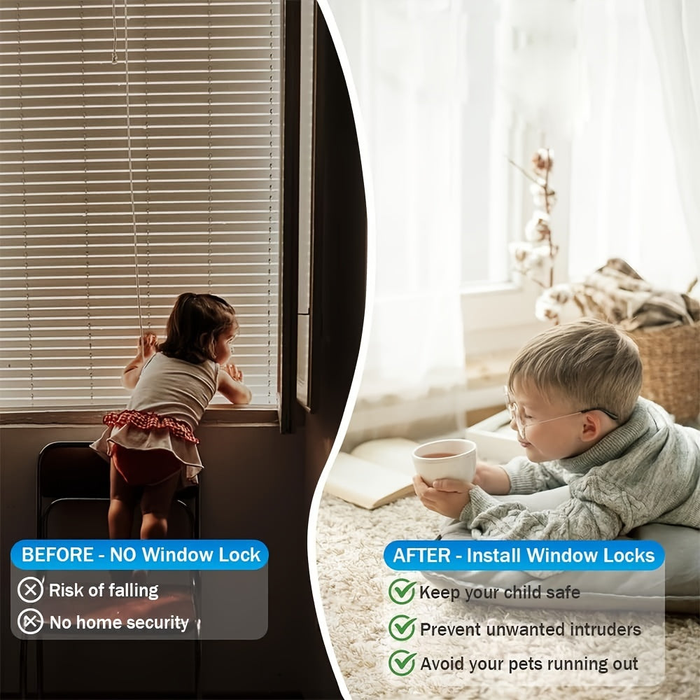 2-Pack UPVC Window Locks Set Childproof Security with Keys and Screws