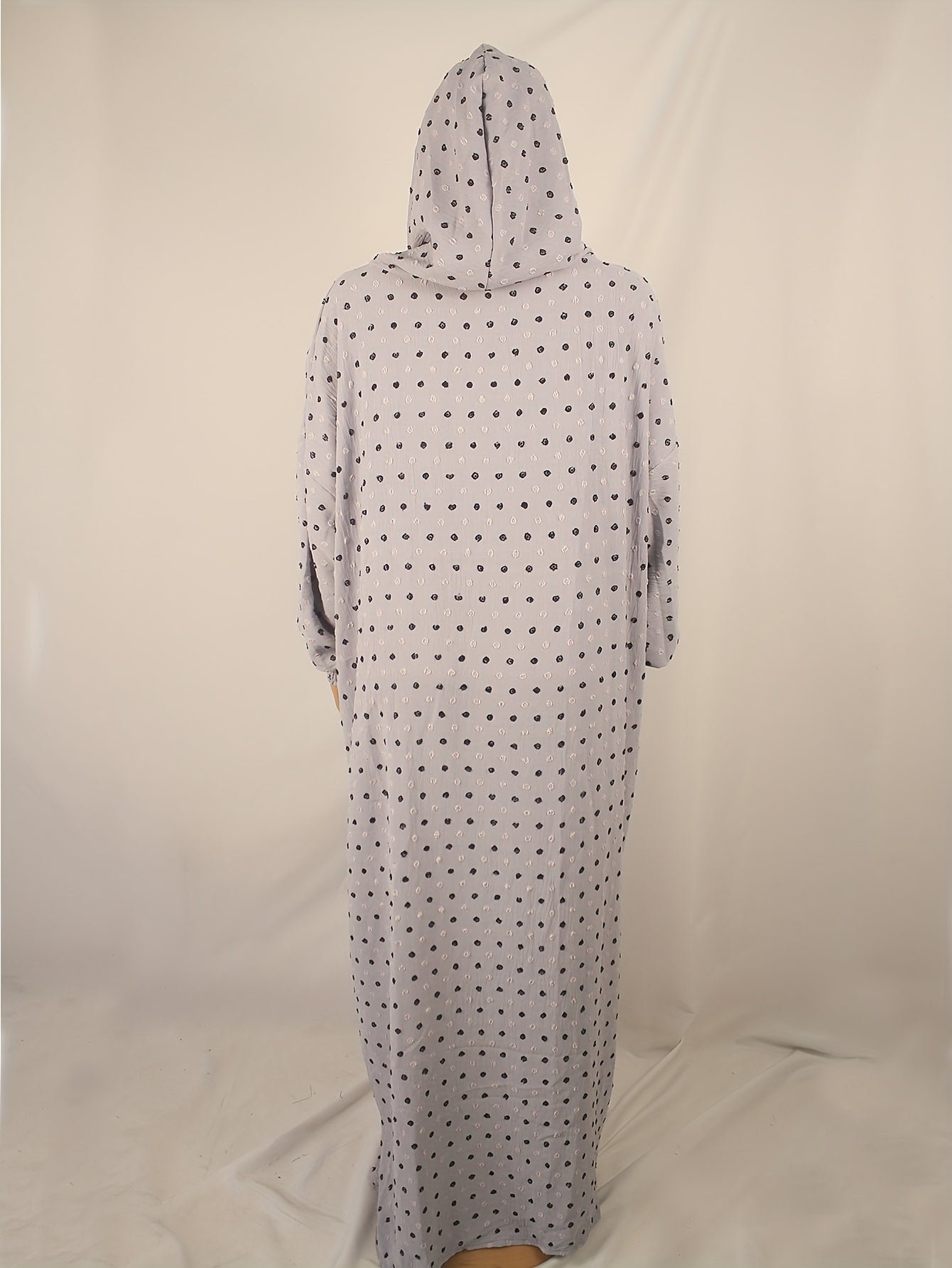 Plus o'lchamli polka nuqta kaftan kiyi bilan tassellar, uzun qo'l, kundalik, barcha mavsum uchun