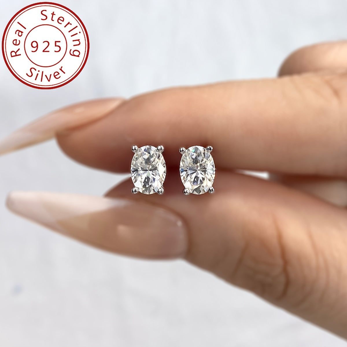Pendientes de Moissanita de 2CT, corte oval, plata de ley, joyería para bodas, fiestas y San Valentín