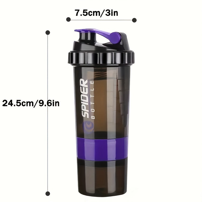 500ml Protein Shaker Bottle with Layered Storage Leak-Proof Mixing Ball for Gym and Outdoor Activities