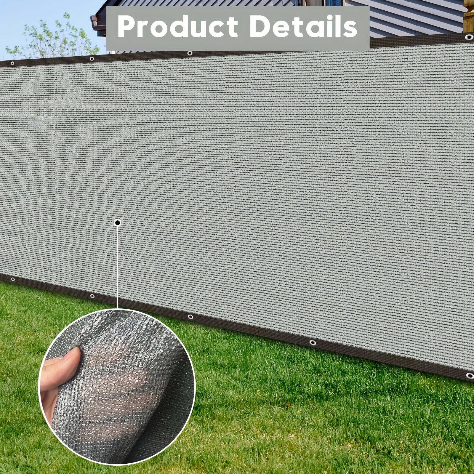 Outdoor Privacy Screen for Fence Balcony Yard 6x15 Gray Wind Blocker GSM 150