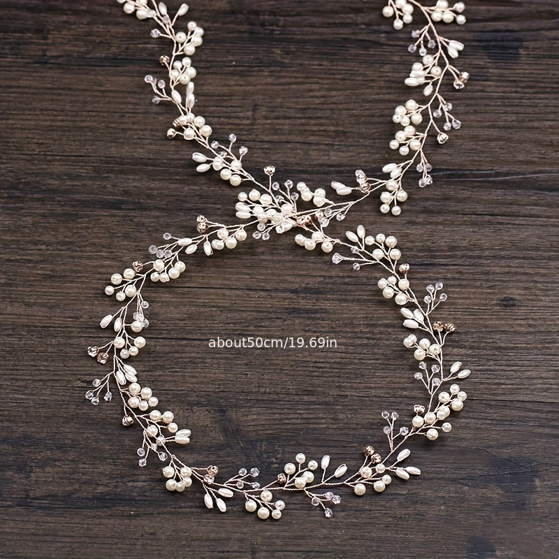 Elegant Fairy-Style Pearl and Braided Hairband for Bridal Wedding Accessories