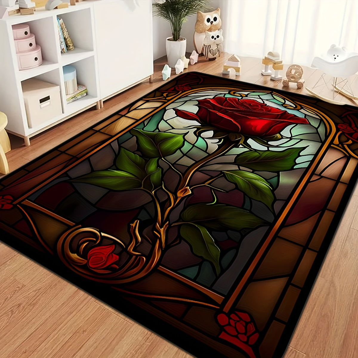 Gothic Rose Print Kitchen Mat Non-Slip Floor Runner Door Decor Carpet