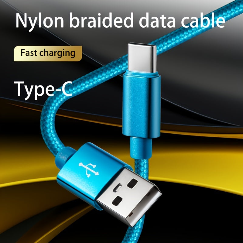 Fabric USB Type-C Charging Cable 1m 2m 3m Fast Data Sync Black Blue Red